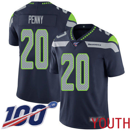 Seattle Seahawks Limited Navy Blue Youth Rashaad Penny Home Jersey NFL Football #20 100th Season Vapor Untouchable->women nfl jersey->Women Jersey